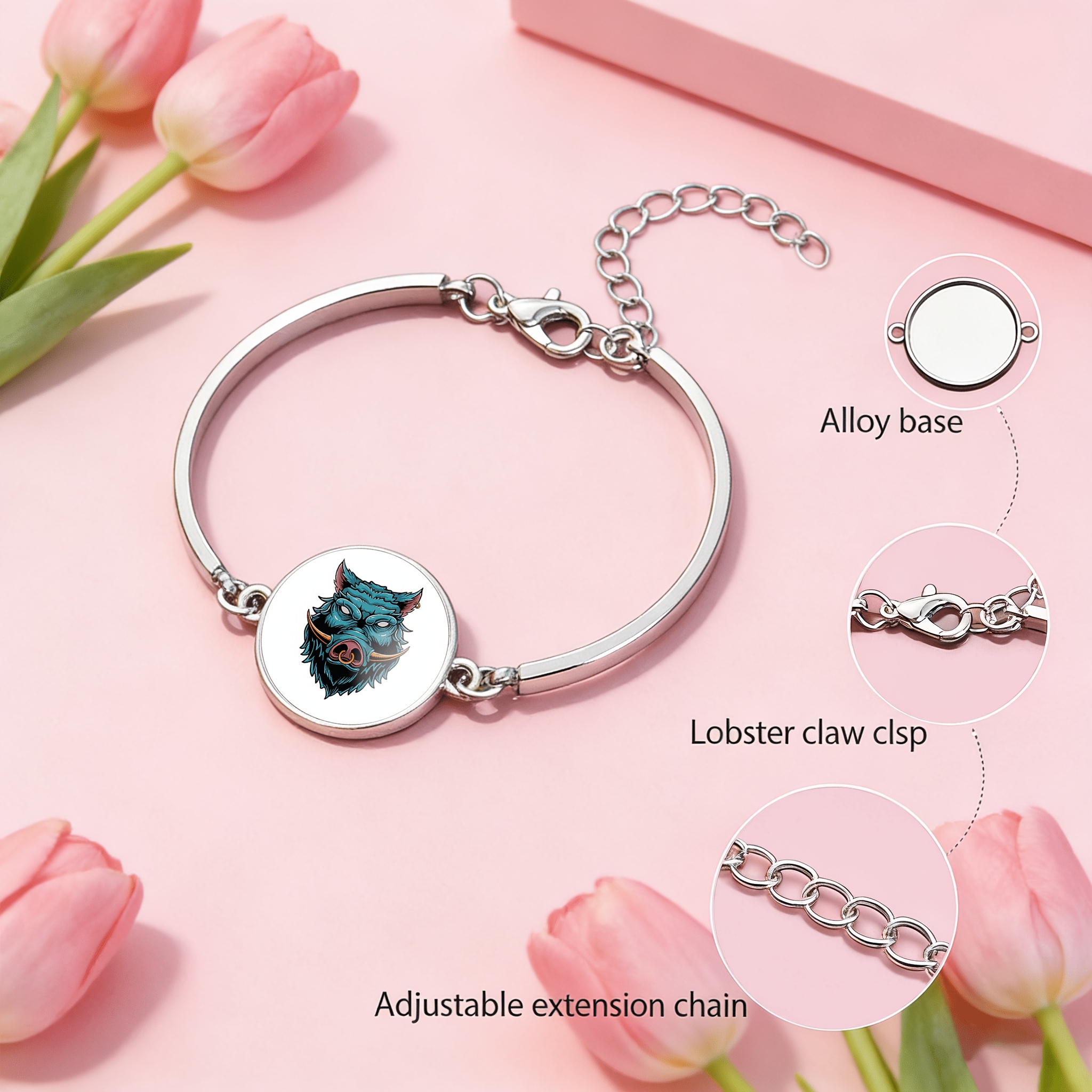 Adjustable Bangle Round Time Gemstone Inlaid Bangle